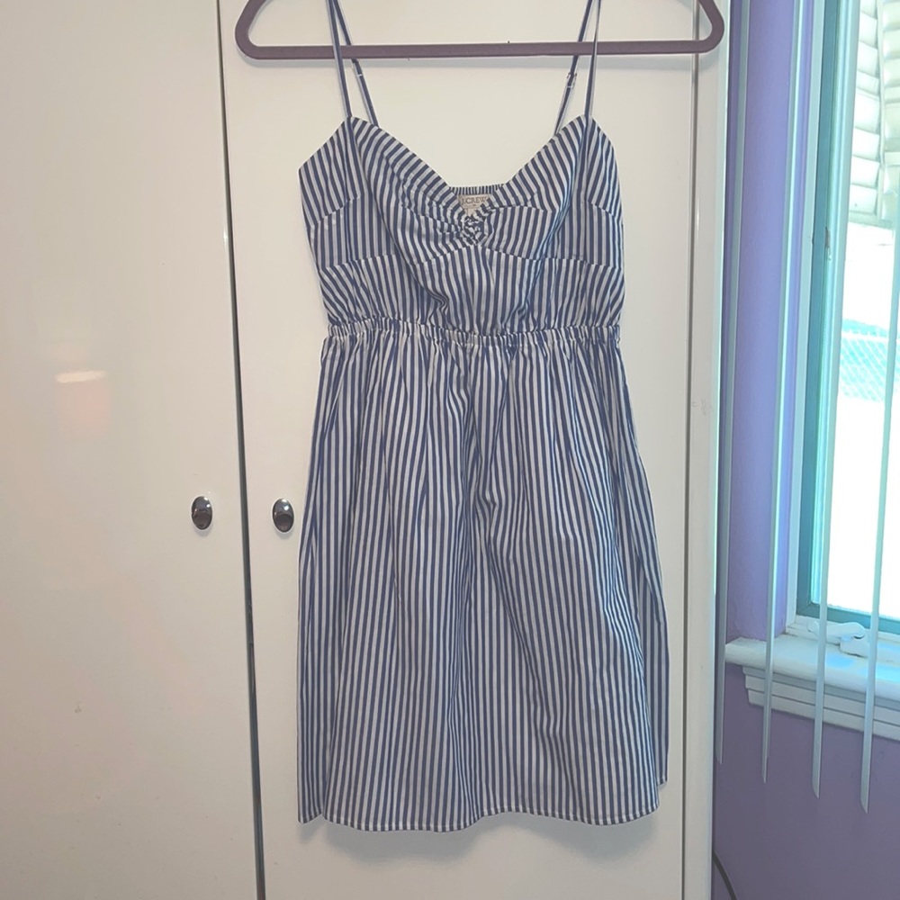 J.Crew White/Blue Stripe Dress